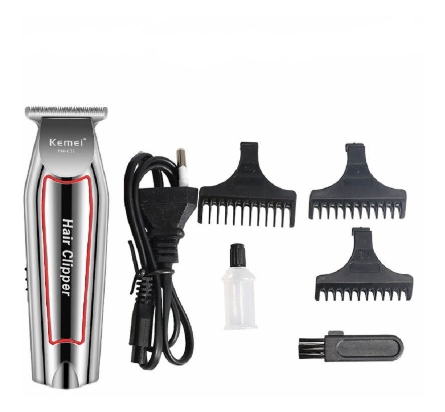 Maquina Cortador De Cabelo  Barba e Acabamento Kemei Km-032 Kemei Prata