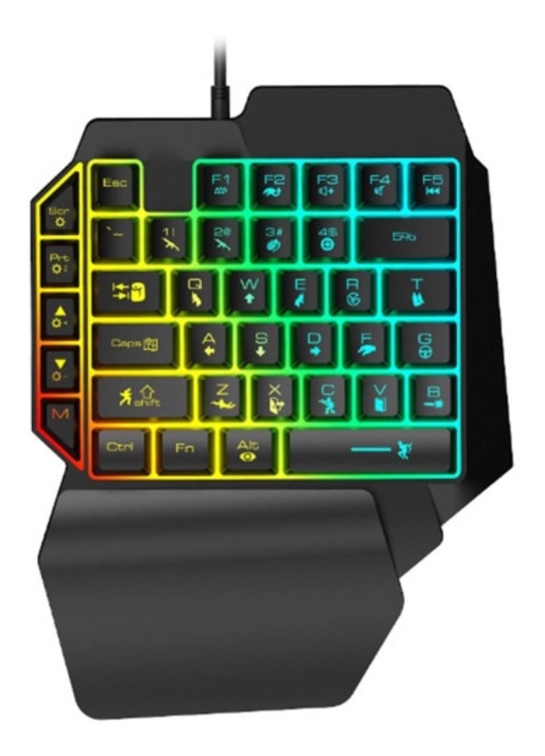 Teclado Gamer Uma Mão Rgb Led Single Handed Usb Pc M-1300