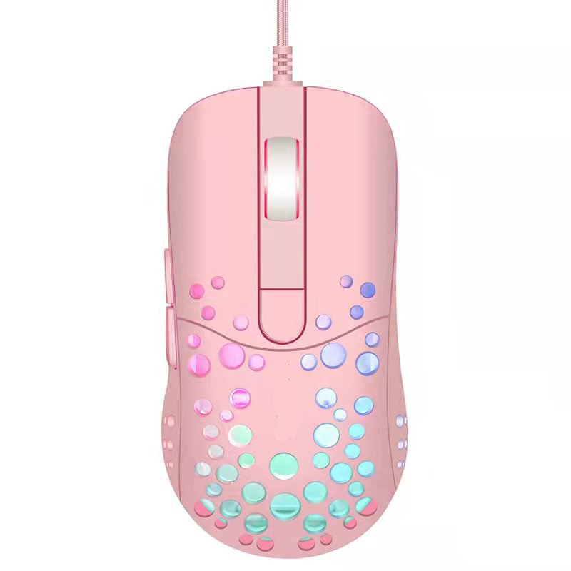 Mouse Gamer Led Rgb Jogo 3200 Dpi Ergonômico Rosa Wb905