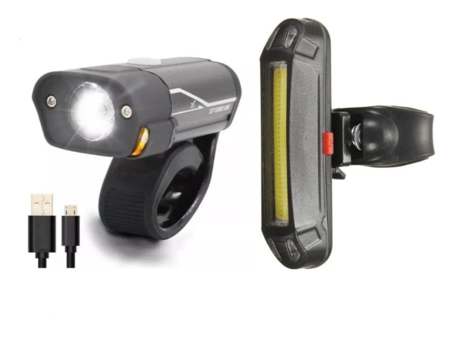 Farol Bike Lanterna Recarregável Bl18 + Traseira Sinalizador Led 2261 Luuk Young