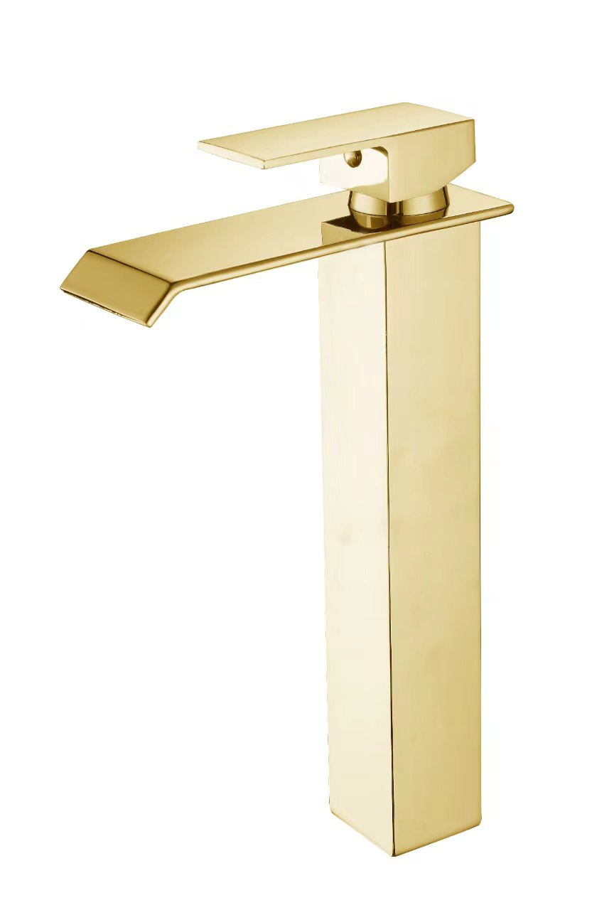 Torneira Cascata Pia Banheiro Misturado Cuba Luxo T6006ag Alta Dourado