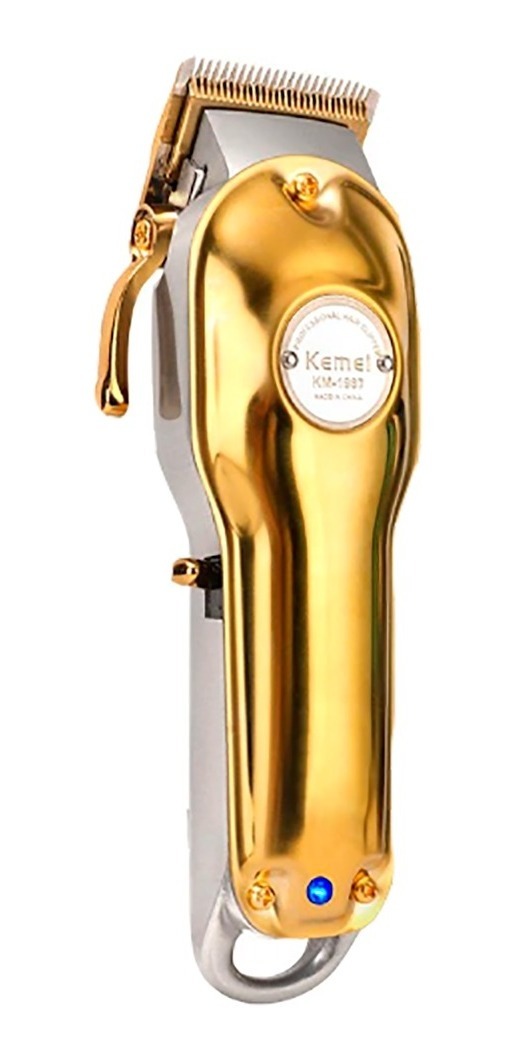 Máquina De Cortar Cabelo Cromada Profissional Kemei Km 1987