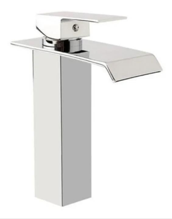 Torneira Cascata Banheiro Misturado Pia Luxo Baixa Quadrado T6006 Prata