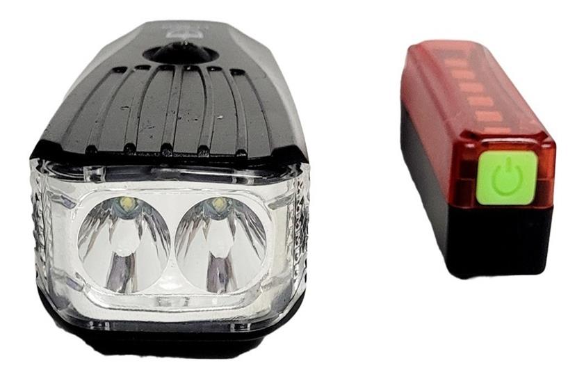 Kit Farol Bike Led + Lanterna Traseira Recarregável Lt8535