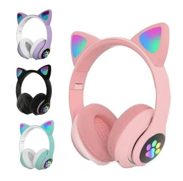 Fone Orelha De Gato Headphone Gatinho Com Led Fone Bluetooth]