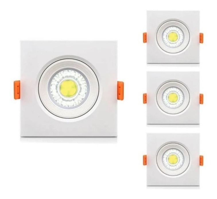 Kit 10 Spot Led Embutir 5w Quadrado Branco Fria Quente Lâmpada Bivolt 0869