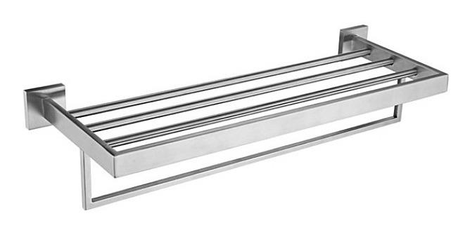 Suporte Toalheiro Barra Linear Triplo Hotel Prata Metal Aco Inox Luxo 7772