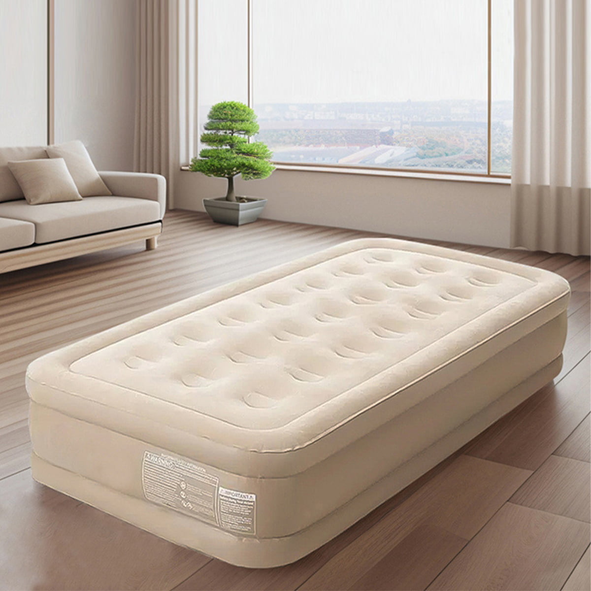 Colchão + Travesseiro Inflável Portátil Solteiro Bomba De Ar Elétrica Acampamento Hkx2111