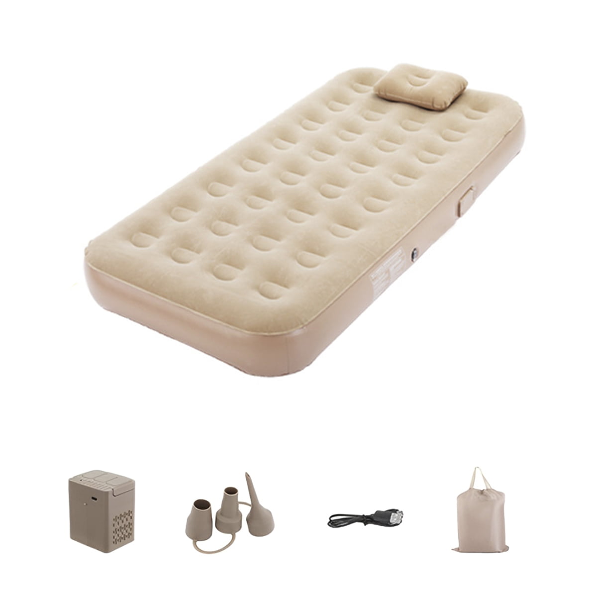 Colchão + Travesseiro Inflável Portátil Solteiro Bomba De Ar Elétrica Acampamento Hkx2110