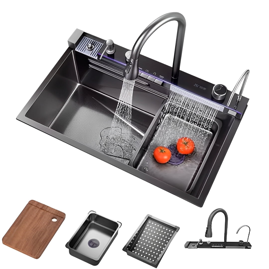 Cuba Pia Gourmet Inox Display Digital + Torneira Com Regulagem Lavador Copos P6014