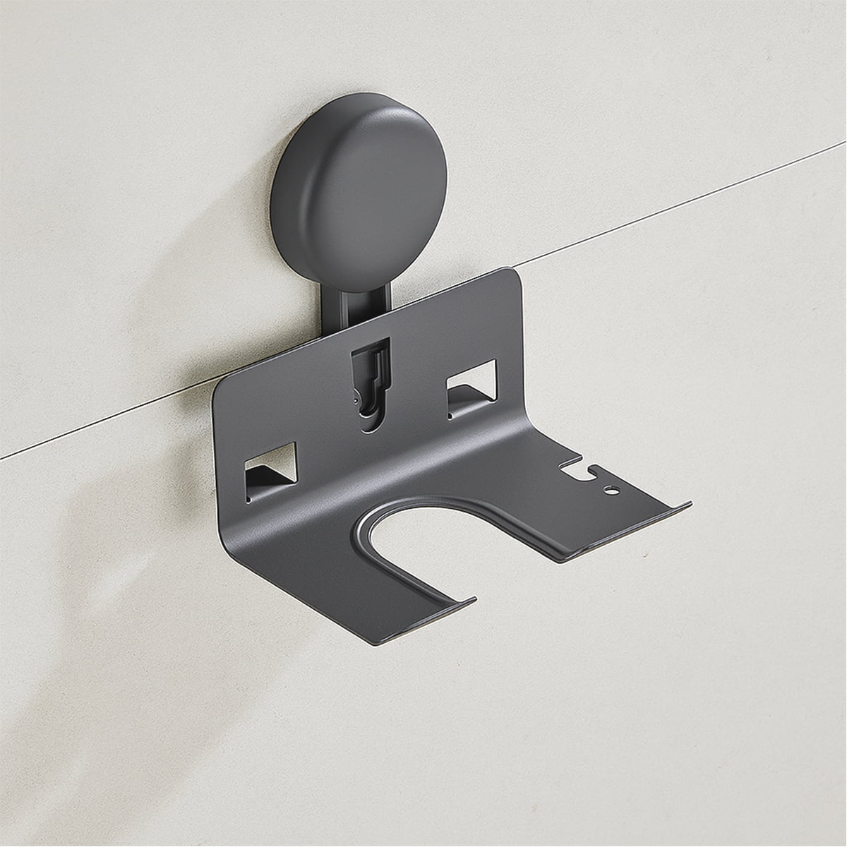 Suporte Porta Secador De Cabelo Sem Furo De Parede Fixa Luxo 6852 Grafite