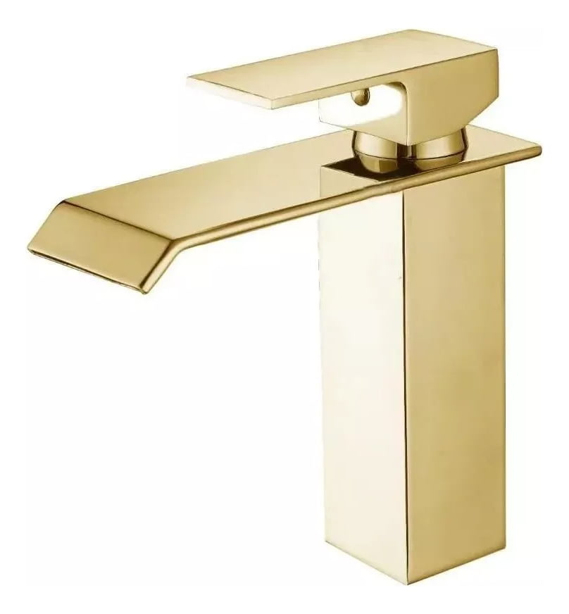 Torneira Cascata Pia Banheiro Misturado Cuba Luxo Baixa T6006 Dourado