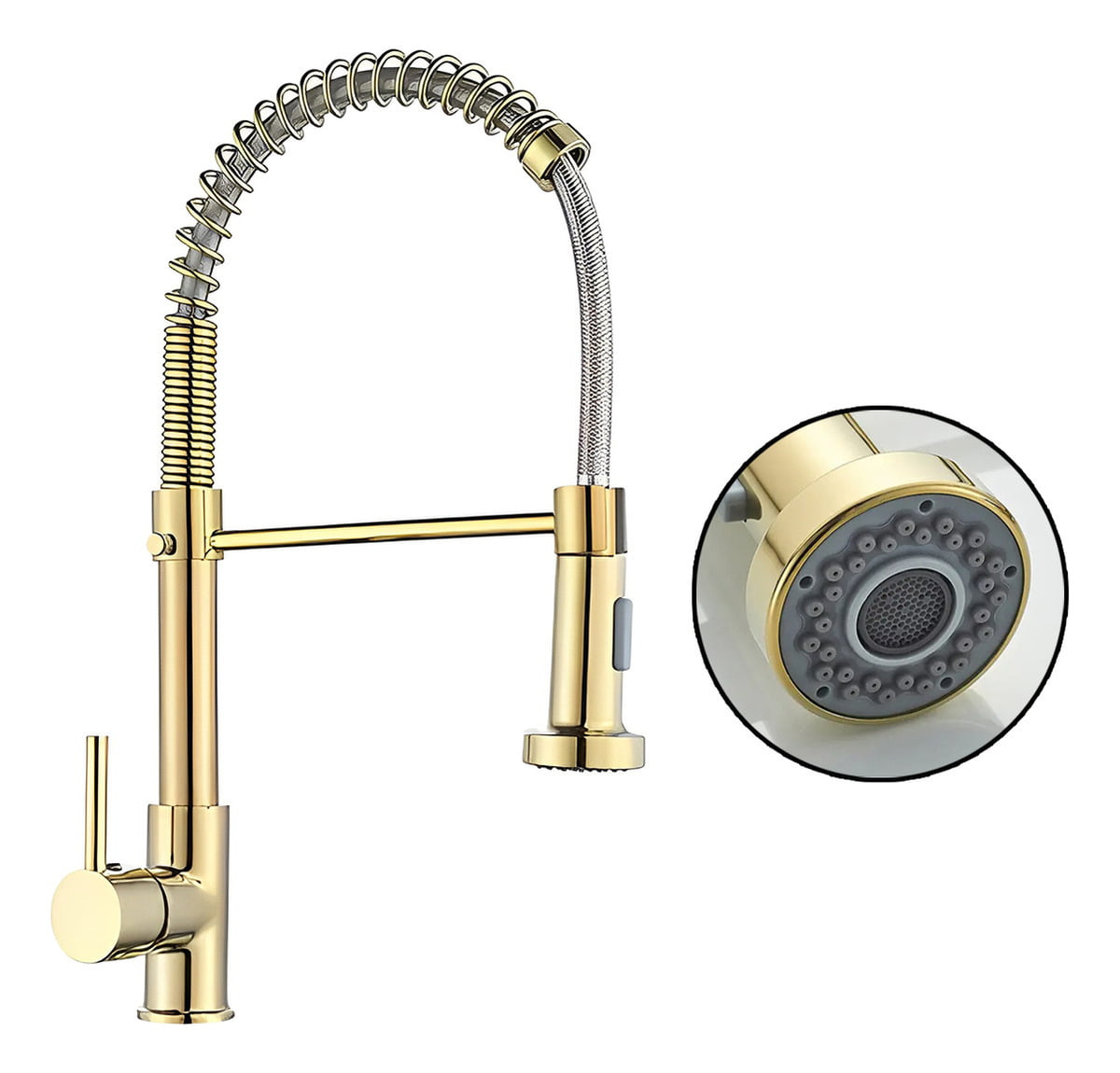 Torneira De Pia Cozinha Spray Misturador Monocomando Cuba Cascata Luxo Dourado 9109d