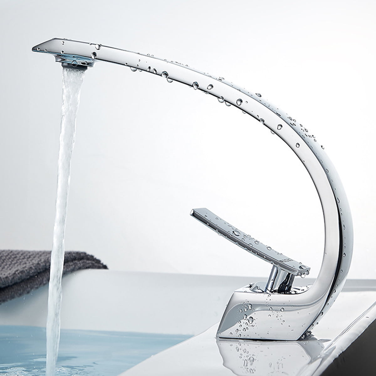Torneira Para Banheiro Baixa Curva Cascata Misturador Monocomando Pia Cuba Lavabo 105 Cromado