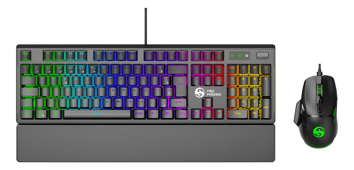 Kit Teclado Mecânico E Mouse Gamer Led Rgb Com Fio Usb Bk-10