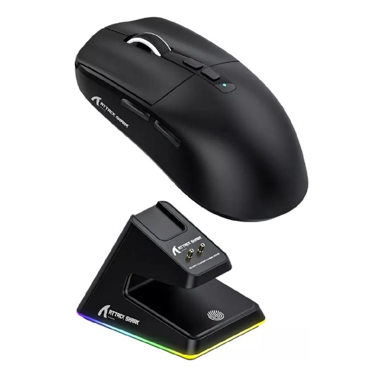 Mouse Gamer Attack Shark Bluetooth USB Paw3395 Ultra Leve 6 Botões 26000 Dpi Sem Fio Computador Notebook Preto X6