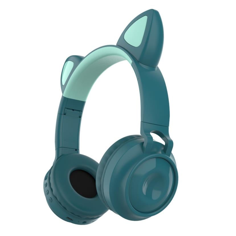 Headphone Orelha Gato Ear Cat Fone Ouvido Com Luzes Preto e Azul