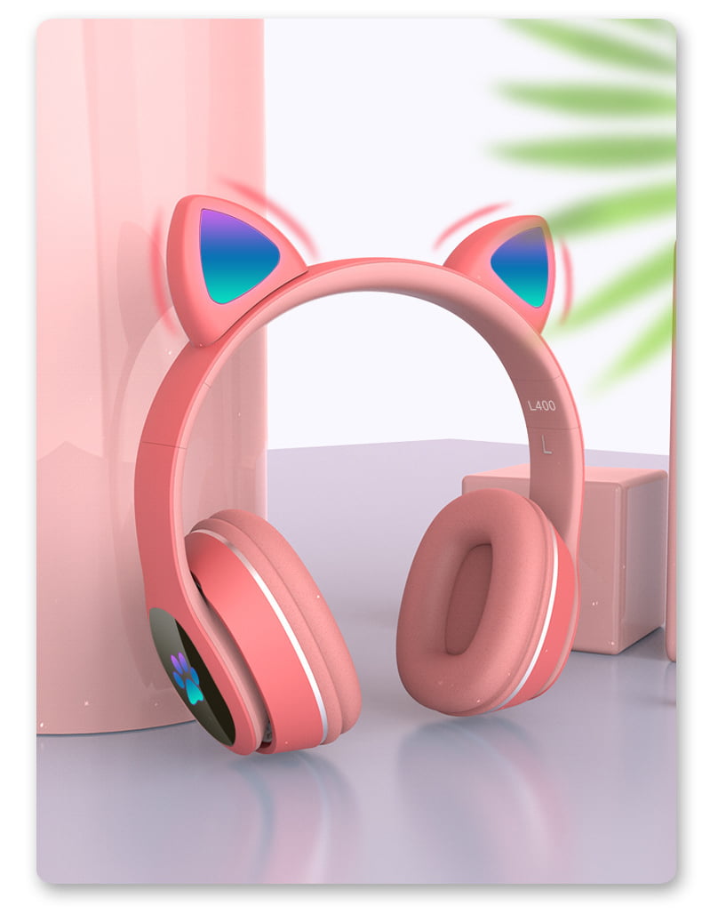 Headset Orelha De Gatinho Fone De Ouvido (Rosa)