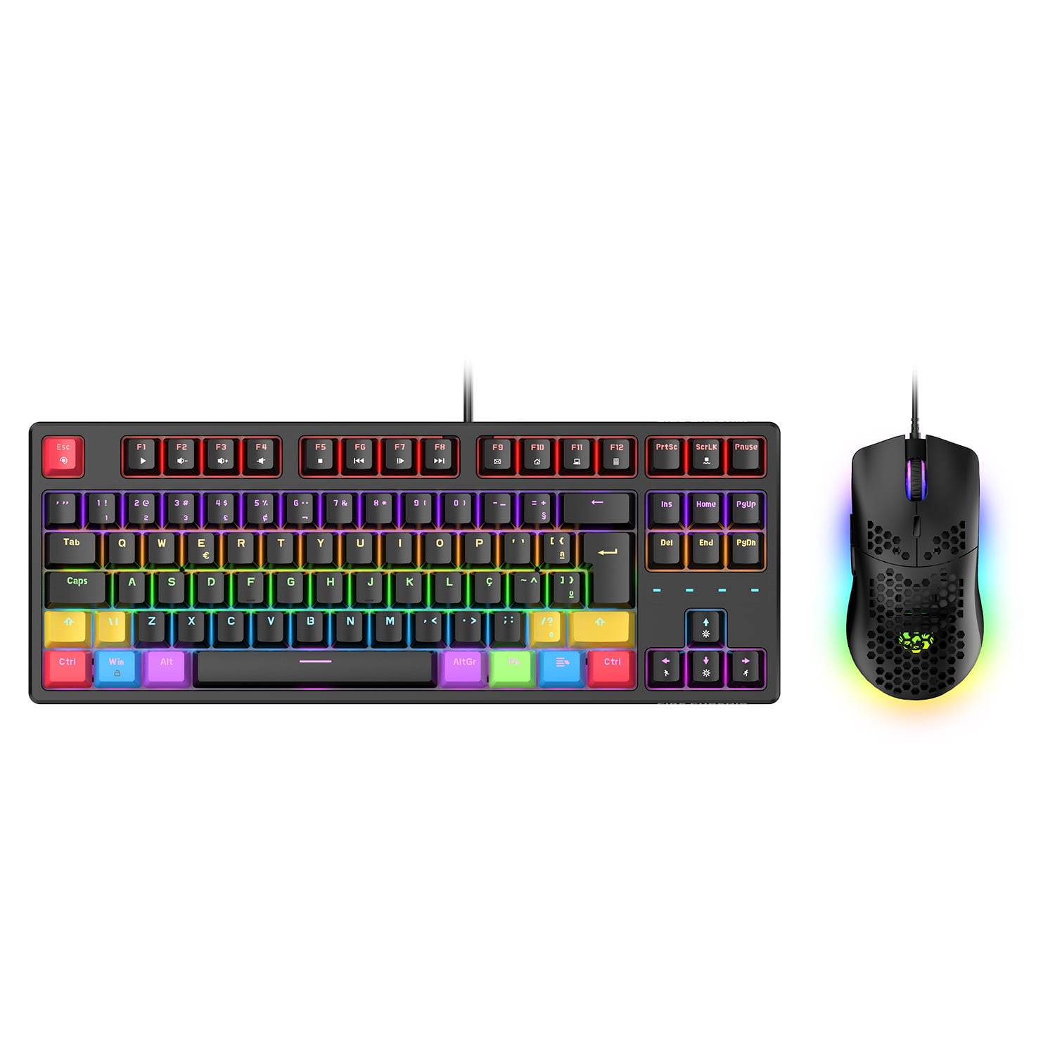 Kit Teclado E Mouse Mecânico Abnt2 Gamer Led Rgb Switch Blue Bk05