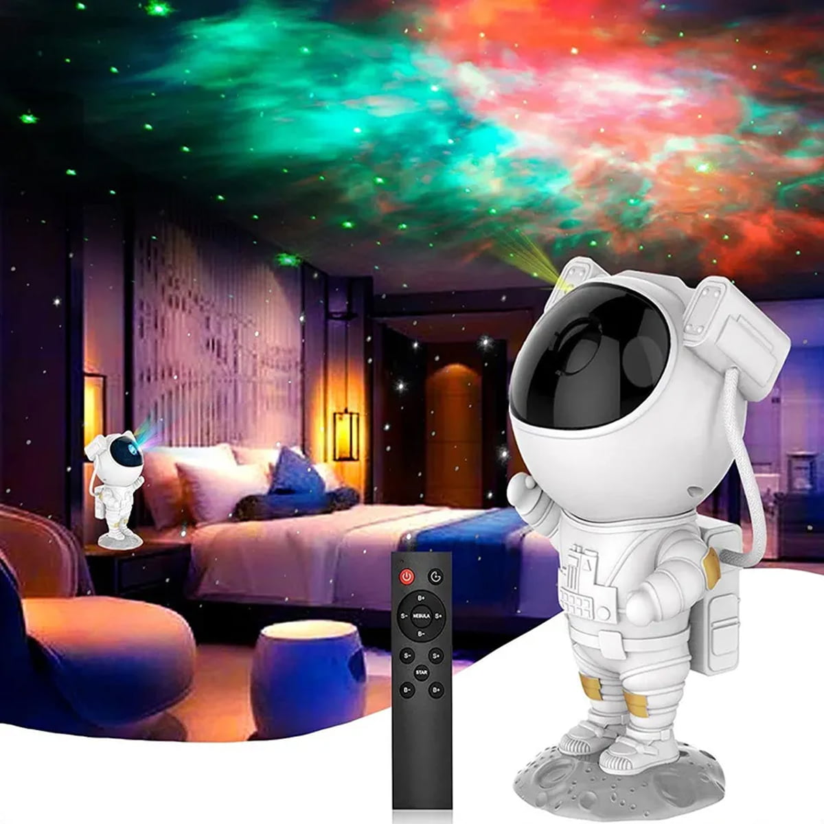 Ghirlanda LED Spaziale 3 Metri Con 20 Luci - Astronauta, Razzo E Astronave - Batteria, Multicolore