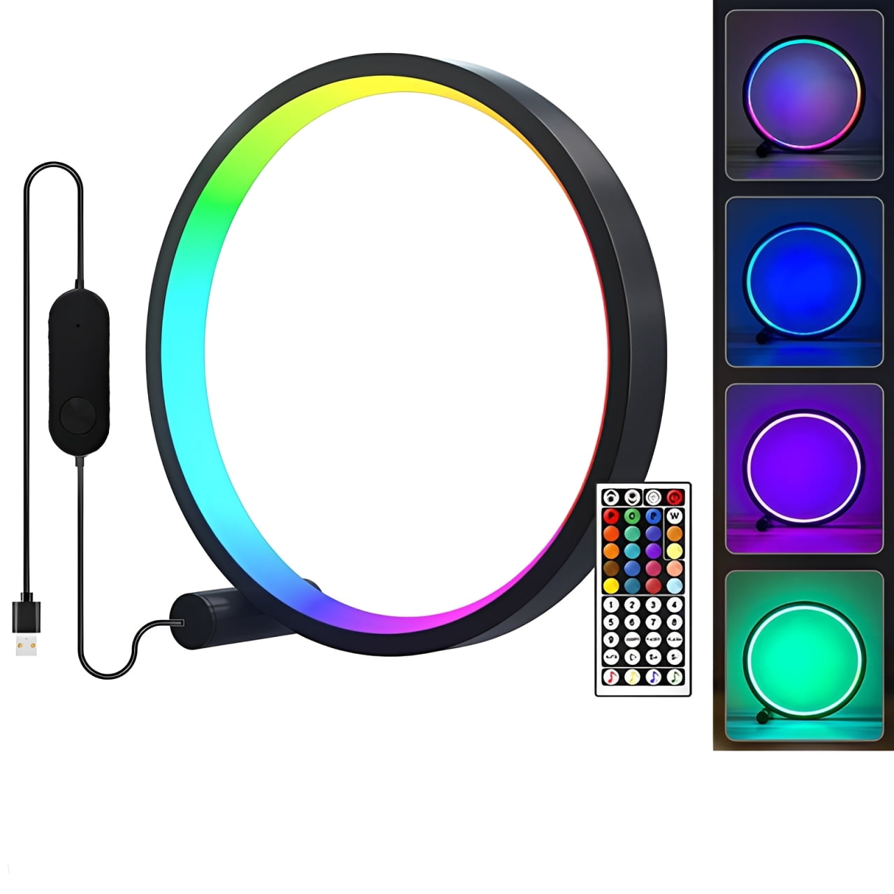 Luminaria Abajur Inteligente Com Efeitos Led Rgb Wifi Com Controle Ws3319