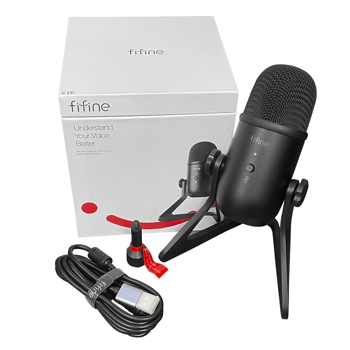Microfone Fifine Gamer Com Fio Usb Condensador Cardioide Profissional Preto K678