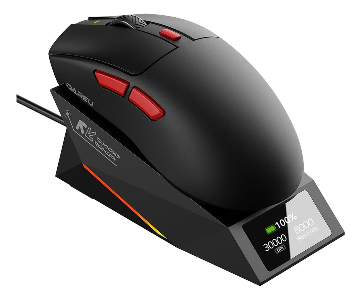 Mouse Gamer Sem Fio Bluetooth 2.4g Dareu Paw3950 6 Botões 30.000 DPI Ae7 Pro