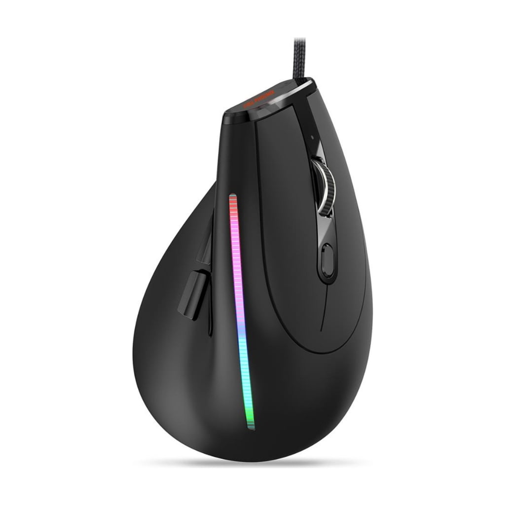 Mouse Optico Vertical Ergonomico Com Fio Usb Com Led 9 Botoes Dpi 12800 D7