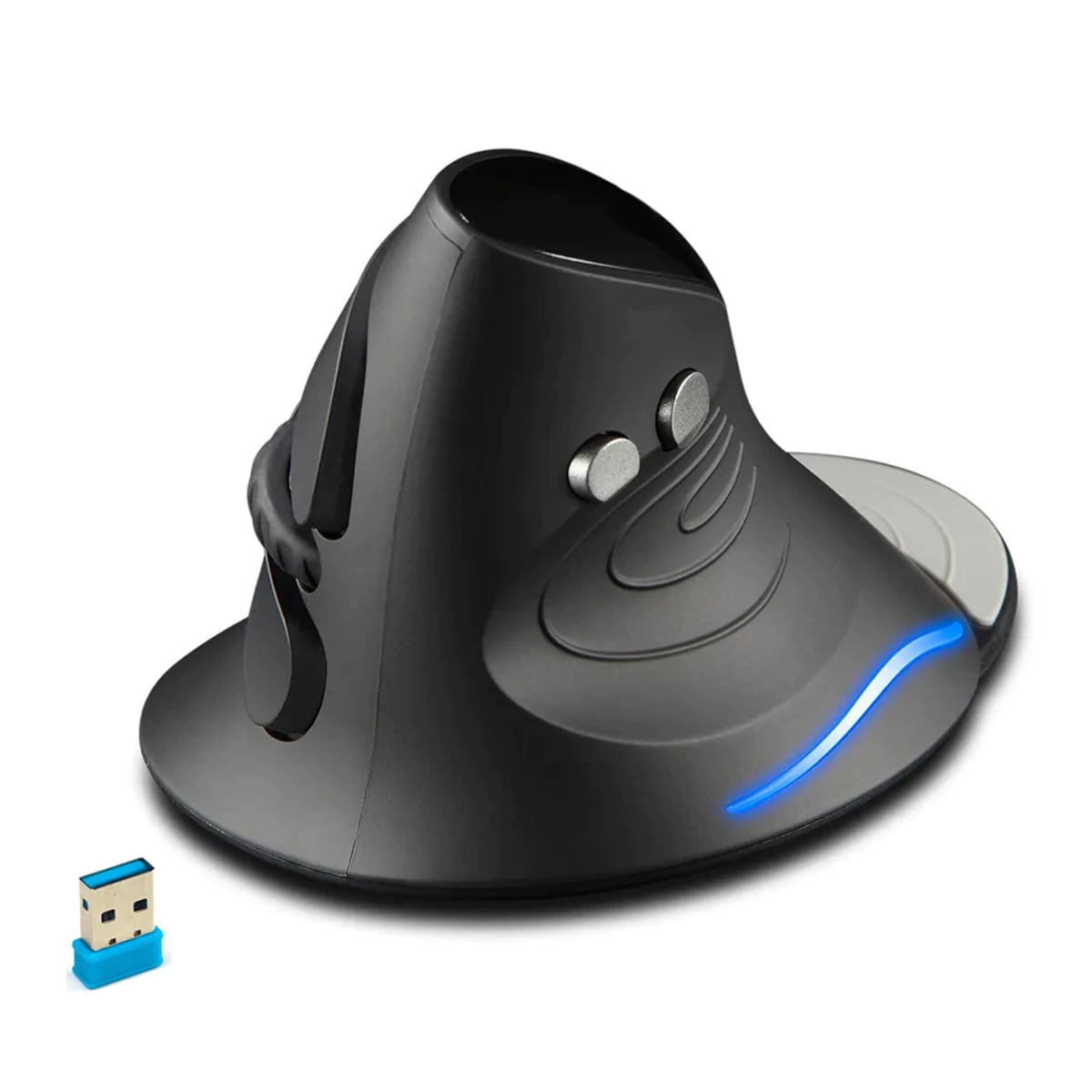 Mouse Sem Fio Vertical Ergonômico Wireless 2.4g Com Led Fire Phoenix D-m6 Preto