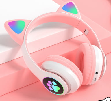 Headphone Headset Gatinho Orelha De Gato Com Led Fone De Ouvido Bluetooth Lt30