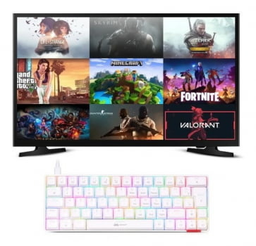 Teclado Mecanico Gamer 60% Para Games Pc Com Led Rgb Abnt2 Switch Blue Branco Kp100 Luuk Young