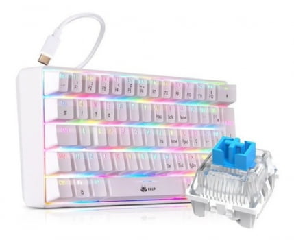 Teclado Mecanico Gamer 60% Para Games Pc Com Led Rgb Abnt2 Switch Blue Branco Kp100