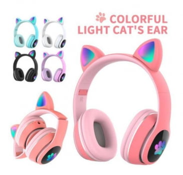 Headphone Headset Gatinho Orelha De Gato Com Led Fone De Ouvido Bluetooth Lt30