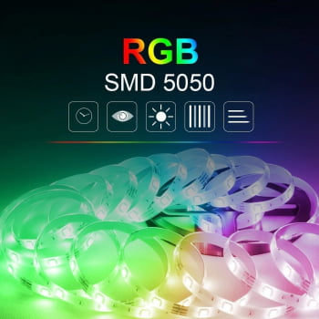 Fita Led 5m Rgb 16 Cores 5050 Prova D'agua Com Controle