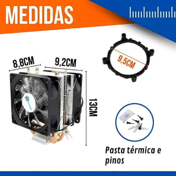 Air Cooler Cpu Led Rgb 4 Pinos Ryzen Intel 775 1150 1151 1155 Am3+ Am4 Com Pasta Termica Dk34