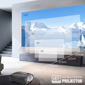 Novo Projetor Led Lcd Home Theater 4000lm 1080p Full Hd 4k Espelhamento Wi-fi T7
