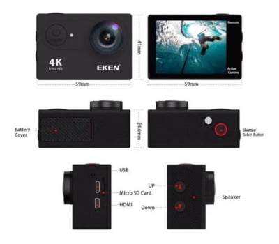 Câmera Eken H9r 4k Ultra Hd Original Wifi Visor Controle Prova D'agua