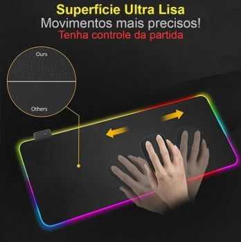 Mousepad Gamer Led Rgb Iluminado 7 Cores Tamanho Grande 80 X 30cm Mp14