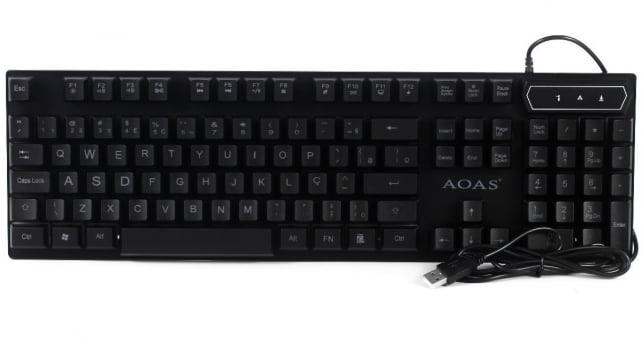 Kit Teclado Gamer Mouse Abnt2 Semi Mecânico Luminoso LED Rgb 2400dpi Laser Usb Óptico Pc Tv Ps4 M800 (Preto)