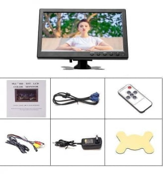 Tela Monitor Lcd 10.1 Colorida Controle Hdmi Vga Usb Av Mp5