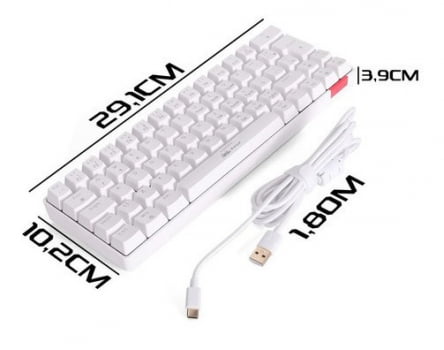 Teclado Mecanico Gamer 60% Para Games Pc Com Led Rgb Abnt2 Switch Blue Branco Kp100