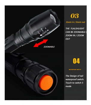 Lanterna Tática Profissional Police Led Cree T6 Recarregável Bl8668 Luuk Young