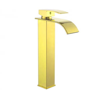 Torneira Misturador Cascata Alta Cuba Pia Banheiro Luxo 103-04ld Dourado Luuk Young