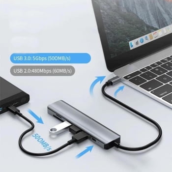 Adaptador Hub Multiportas 7 Em 1 Tipo C Dock Usb 3.0 Hdmi Sd / Tf Bk-c2