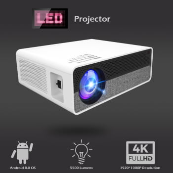 Projetor Espelhamento Android Led Lcd Full Hd 1920x1080p Nativo 6500 Lumens Bivolt A0