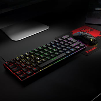 Kit Teclado E Mouse Dpi 6400 Mecanico Gamer Switch Blue Led Rgb Anti Ghosting T60