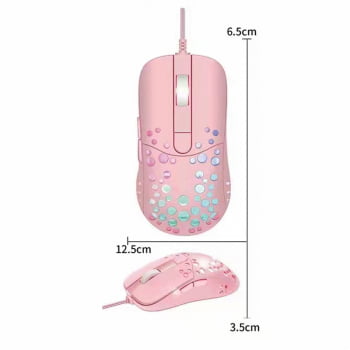 Mouse Gamer Led Rgb Jogo 3200 Dpi Ergonômico Rosa Wb905