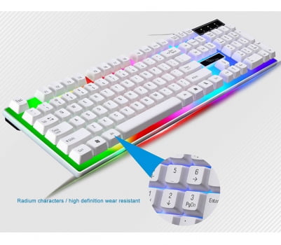 Kit Teclado + Mouse Semi Mecânico Gamer Led Rgb Branco M400