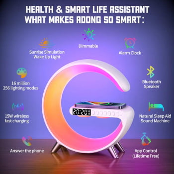 G Speaker Smart Station Luminaria Led Caixa De Som Alto Bluetooth Inteligente Falante Ws3320