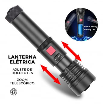 Lanterna Tatica Militar Led Potente T9 Recarregavel Usb Super Forte P90